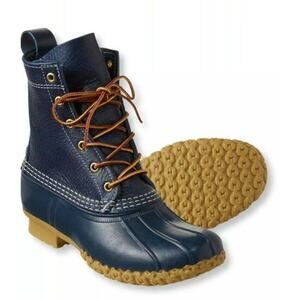 BEAN BOOTS by L.L. BEAN Women's Lace Up Rain Duck Boots Raven Blue Leather 10